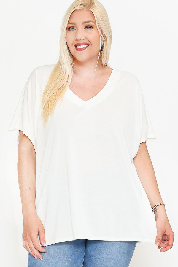 Ivory Solid V-Neck T-shirt