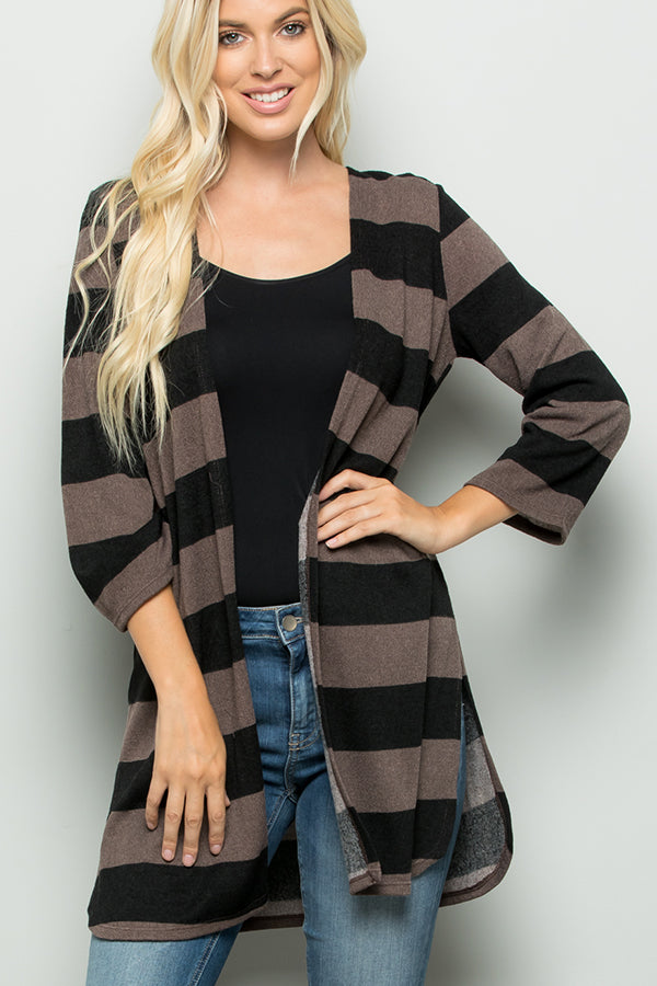 Mocha & Black Striped  Sweater