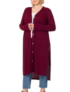 Long Burgundy Cardigan