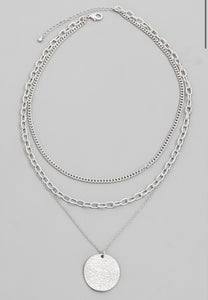 Fran Dainty Layered Chain Disc Necklace